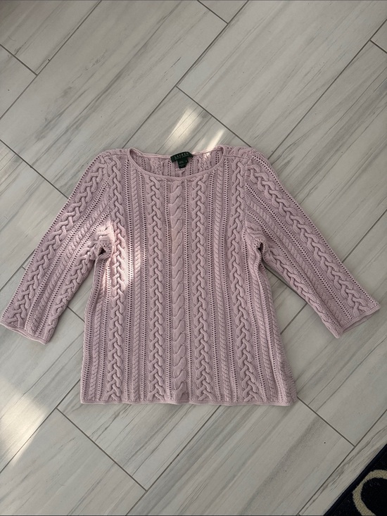 Lauren Ralph Lauren Sweaters - Lauren Ralph Lauren Lavender Cable Knit Sweater Size XL
